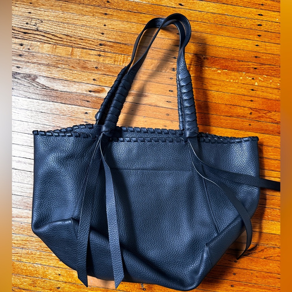 All Saints Black Leather Tote Bag